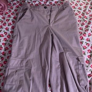 Tan patterned fleece cargos